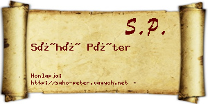 Sáhó Péter névjegykártya